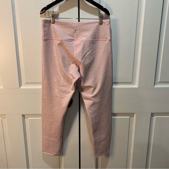 Zyia 12 Pink Leopard Light Tight Leggings Shiny Metallic‎ Barbiecore - Picture 3 of 5